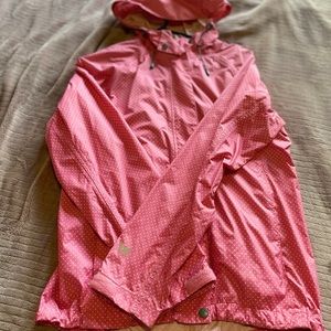 Pink and White Polka Dot lightweight Rain Jacket